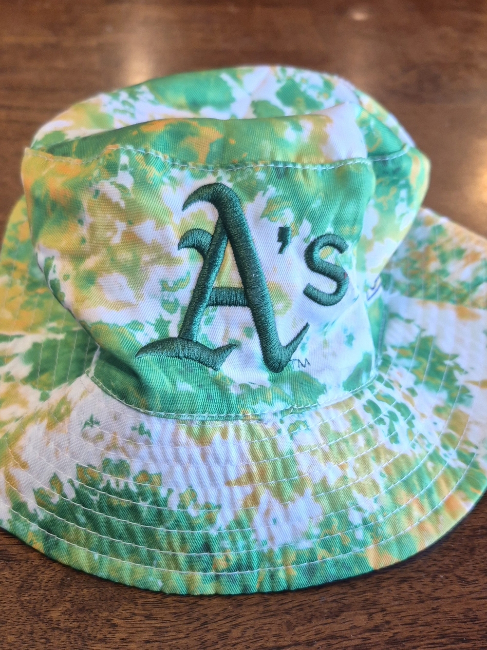 Oakland A's Reversable Tie-Dye Bucket Hat - Green/Yellow
